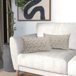 Beige Floral Block Print Pillow Covers - Set of 2