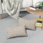 Beige Floral Block Print Pillow Covers - Set of 2