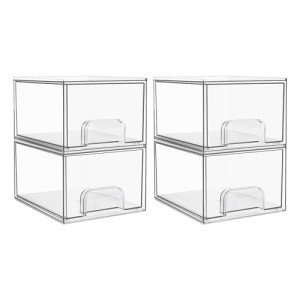 Clear Stackable Storage Drawers - 4 Pack