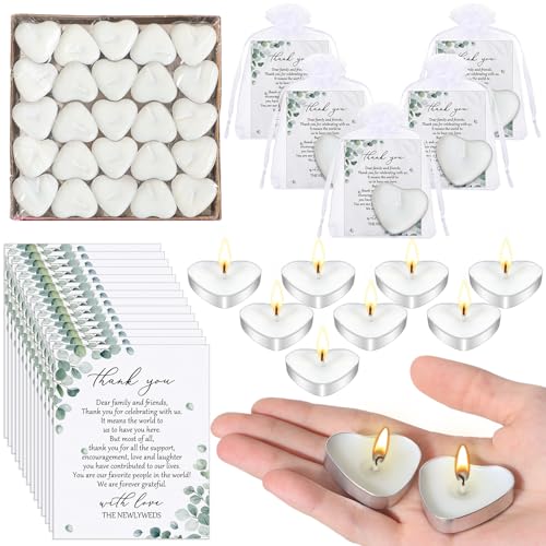 Heart-Shaped Candle Wedding Favors - 100 Sets