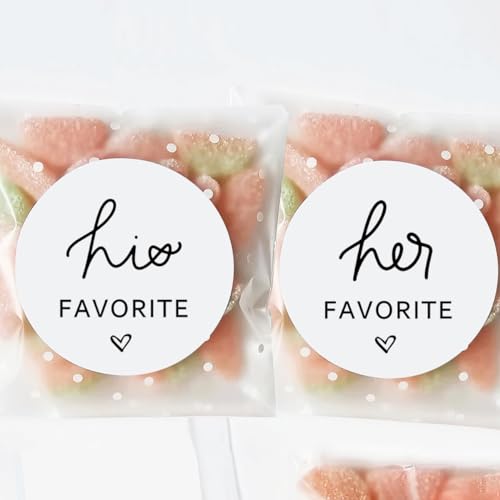 60 Wedding Candy Favor Stickers - His & Hers