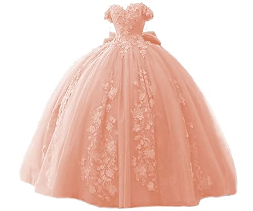 White Lace Wedding Dress for Bride Quinceanera Ball