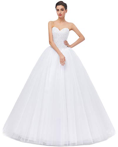 White Ball Gown Bridal Wedding Dress - Size US4
