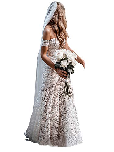 LIPOSA Bohemian Lace Wedding Gown Sweetheart Beach Bride