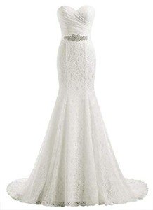 White Lace Mermaid Bridal Wedding Dress - Size US16