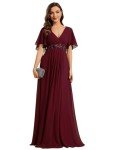 Burgundy A-Line V Neck Formal Dress US14