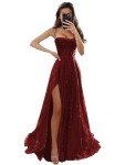 Burgundy A-Line Spaghetti Strap Prom Dress Size 10