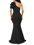Elegant Black One-Shoulder Ruffle Evening Dress