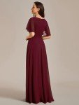 Burgundy A-Line V Neck Formal Dress US14