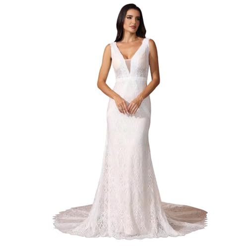 Boho Ivory Lace Mermaid Wedding Dress Size US4