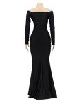Elegant Off-The-Shoulder Long Sleeve Maxi Dress