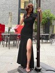 Elegant Black One-Shoulder Ruffle Evening Dress