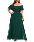 Plus Size Green Off-The-Shoulder Bridesmaid Maxi Dress