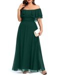 Plus Size Green Off-The-Shoulder Bridesmaid Maxi Dress