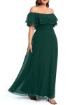 Plus Size Green Off-The-Shoulder Bridesmaid Maxi Dress