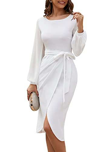 Petite White V-Back Chiffon Cocktail Dress