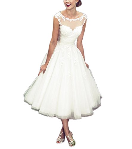 Vintage Ivory Lace Short Wedding Dress for Bride