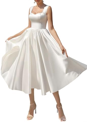 Square Neck Satin A-Line Wedding Gown Ivory