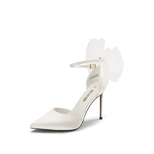 White Strappy High Heel Wedding Party Pumps