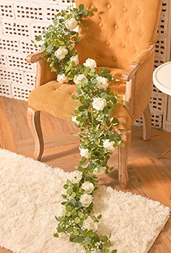 Anna's Whimsy Fake Eucalyptus Rose Gypsophila Garland Wedding
