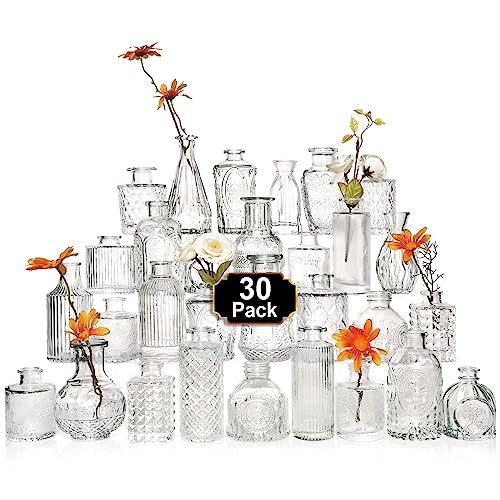 Bulk Set of 30 Vintage Glass Bud Vases
