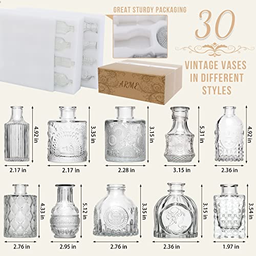 Bulk Set of 30 Vintage Glass Bud Vases