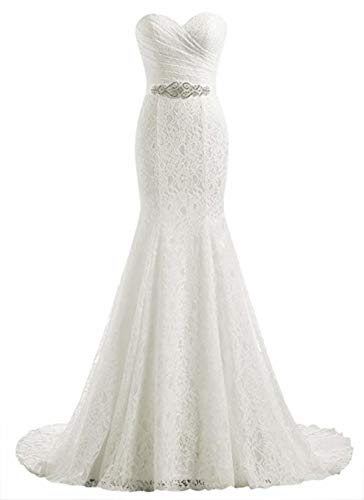 White Lace Mermaid Bridal Wedding Dress - Size US16