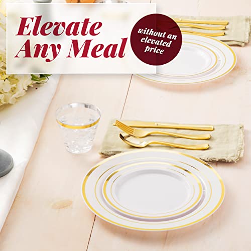 Gold Reusable Dinnerware Set for 100 Guests - 600pc