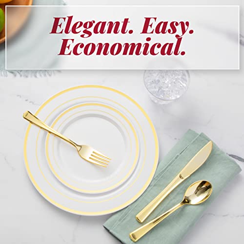 Gold Reusable Dinnerware Set for 100 Guests - 600pc