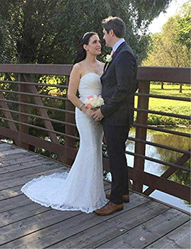 White Lace Mermaid Bridal Wedding Dress - Size US16