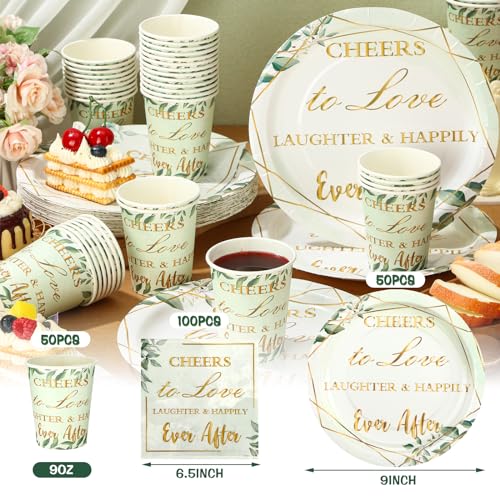50 Greenery Wedding Favors Disposable Tableware Set Love