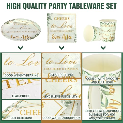 50 Greenery Wedding Favors Disposable Tableware Set Love