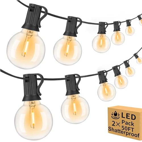 100ft 2-Pack Waterproof Outdoor String Lights for Weddings