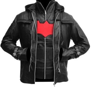 Batman Hooded Leather Jacket and Vest Combo