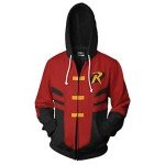 Robin Tim Drake 3D Anime Zip Hoodie - Red
