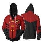 Robin Tim Drake 3D Anime Zip Hoodie - Red