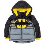 Batman Toddler Boys Gray Zip Up Puffer Jacket