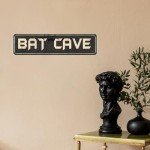 Vintage Bat Cave Metal Wall Sign - 4x16 Inches