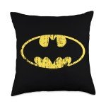 Distressed Classic Batman Logo Throw Pillow