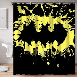 Batman Shower Curtain Set with Hooks, 72"x72