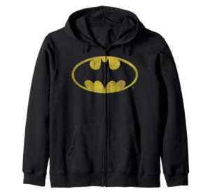 Batman Classic Logo Distressed Zip-Up Hoodie