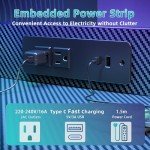 BEXEVUE 47" Gaming Desk with LED Light & Power Outlet