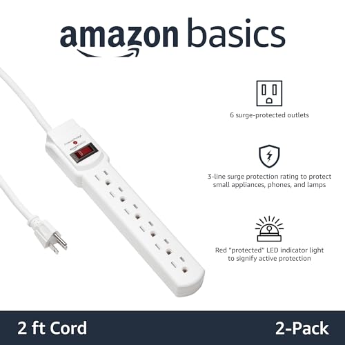 6-Outlet Surge Protector with 2-Foot Cord - 2-Pack