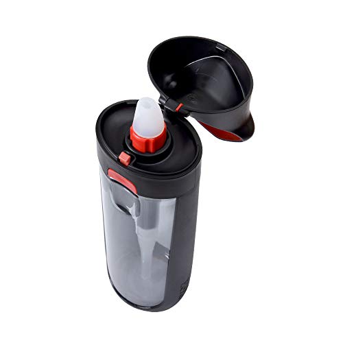 BPA-Free Filter Water Bottle, Black/Red (650ml)