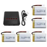 5 Lithium Batteries + Charger for Syma Drones