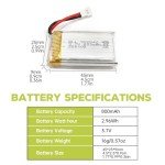 5 Lithium Batteries + Charger for Syma Drones