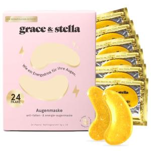 grace & stella Award Winning Under Eye Mask - Travel Essentials - Birthday Gifts for Women - Gel Eye Patches for Dark Circles, Puffy Eyes, Wrinkles, Undereye Bags - Vegan - Self Care (24 Pairs, Gold)
