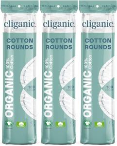 Cliganic Organic Cotton Makeup Remover Pads, 300 Count