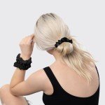 Kitsch Satin Scrunchies for Women - No Crease Hair Ties for Girls | Scrunchies For All Hair Types and Textures, Perfect for Day or Night - 5 Pcs, Black