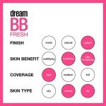 Maybelline Dream Fresh Skin Hydrating BB cream, 8-in-1 Skin Perfecting Beauty Balm with Broad Spectrum SPF 30, Sheer Tint Coverage, Oil-Free, Medium, 1 Fl Oz